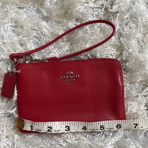 Coach red leather wristlet